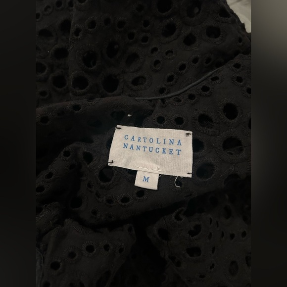CARTOLINA NANTUCKET Black Eyelet Sleeveless Coverup Dress / Size Medium / - Picture 5 of 5